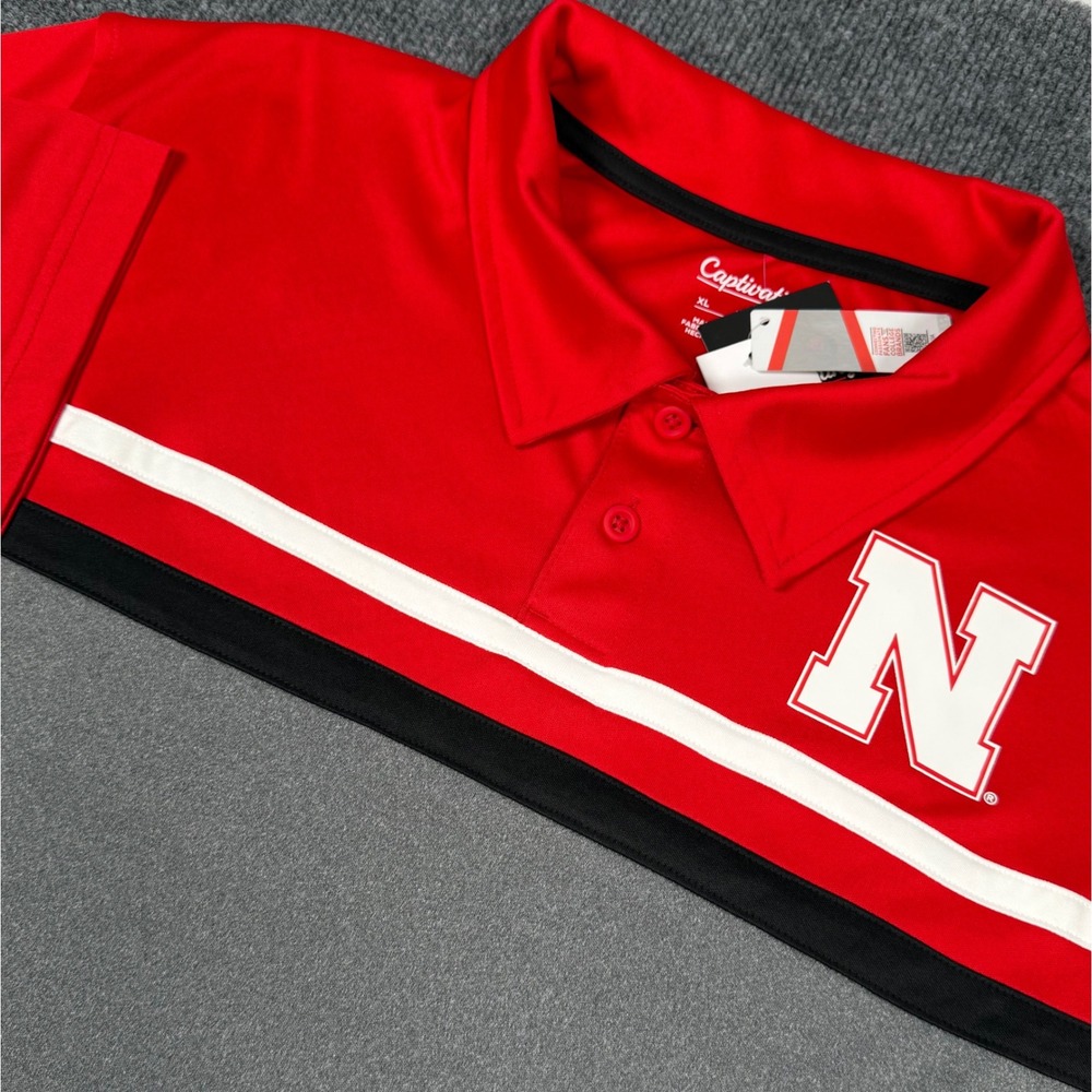 Captivating Nebraska Huskers Polo Shirt Men XL Red Gray Short Sleeve Performance